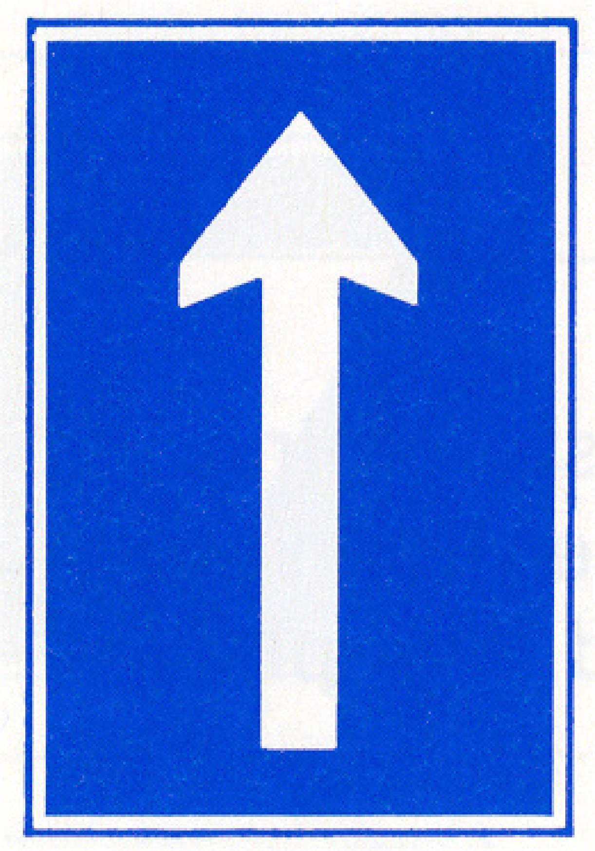Verkeersteken D.3b: Aanbeveling richting pijl (omhoog, blauw)