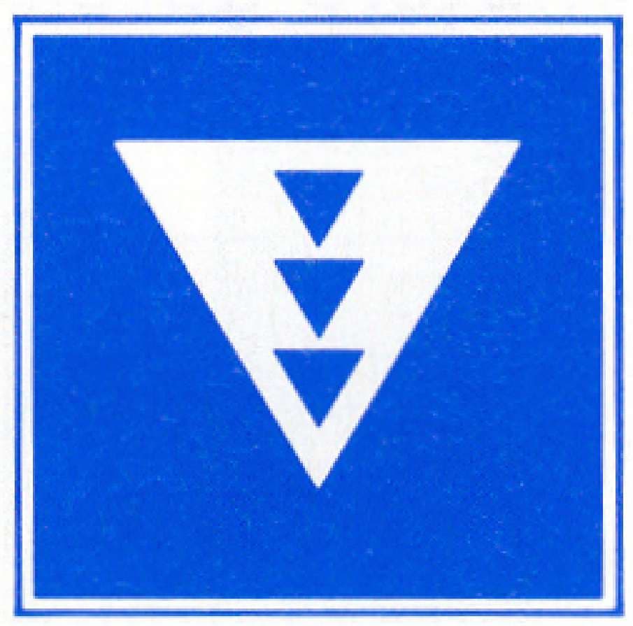 Verkeersteken E.5.11: Ligplaats toestemming (andere schepen: 3 blauwe lichten)