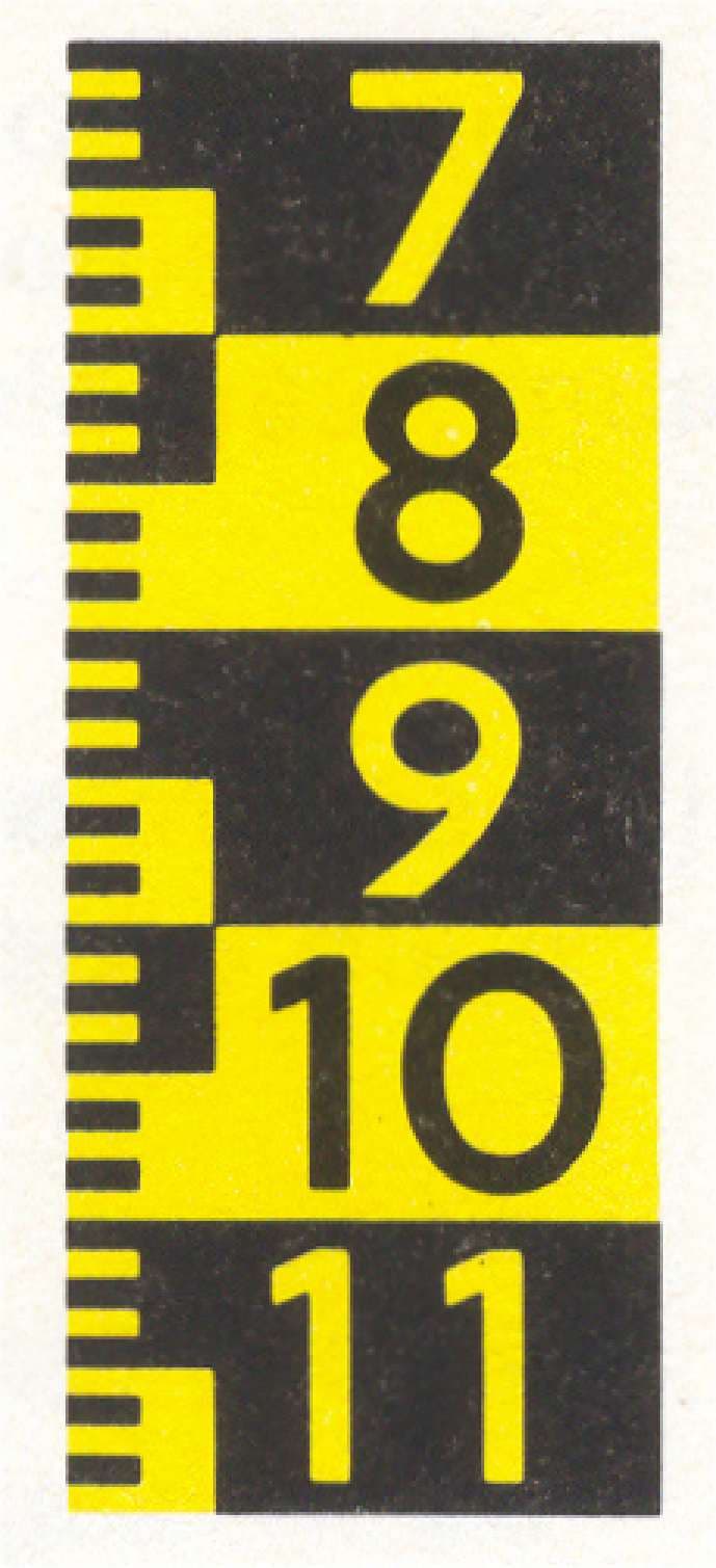 Verkeersteken G.5: Hoogtepeilaanduiding (geel bord)